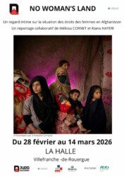 Affiche de l'exposition de Melissa Cornet et Kiana Hayeri, du 28 février au 14 mars 2026 à Villefranche de Rouergue